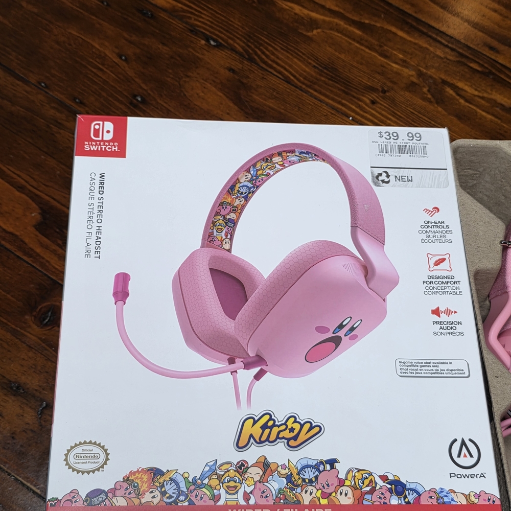 Pink Kirby Wired Stereo Headset for Nintendo Switch